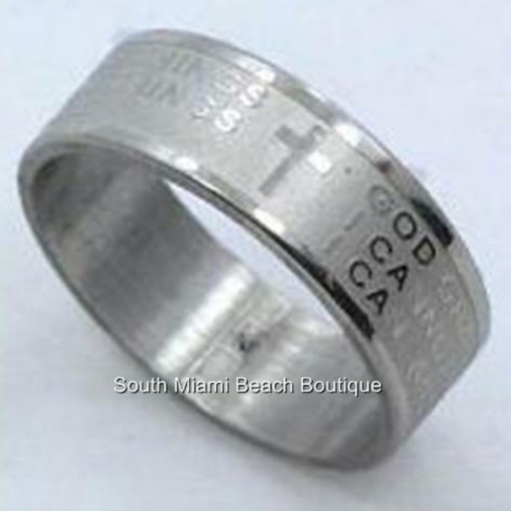 Serenity Prayer Ring Band Stainless Steel Silver Mens Womens Sz 6 7 8 9 10 11 12 - Picture 5 of 6
